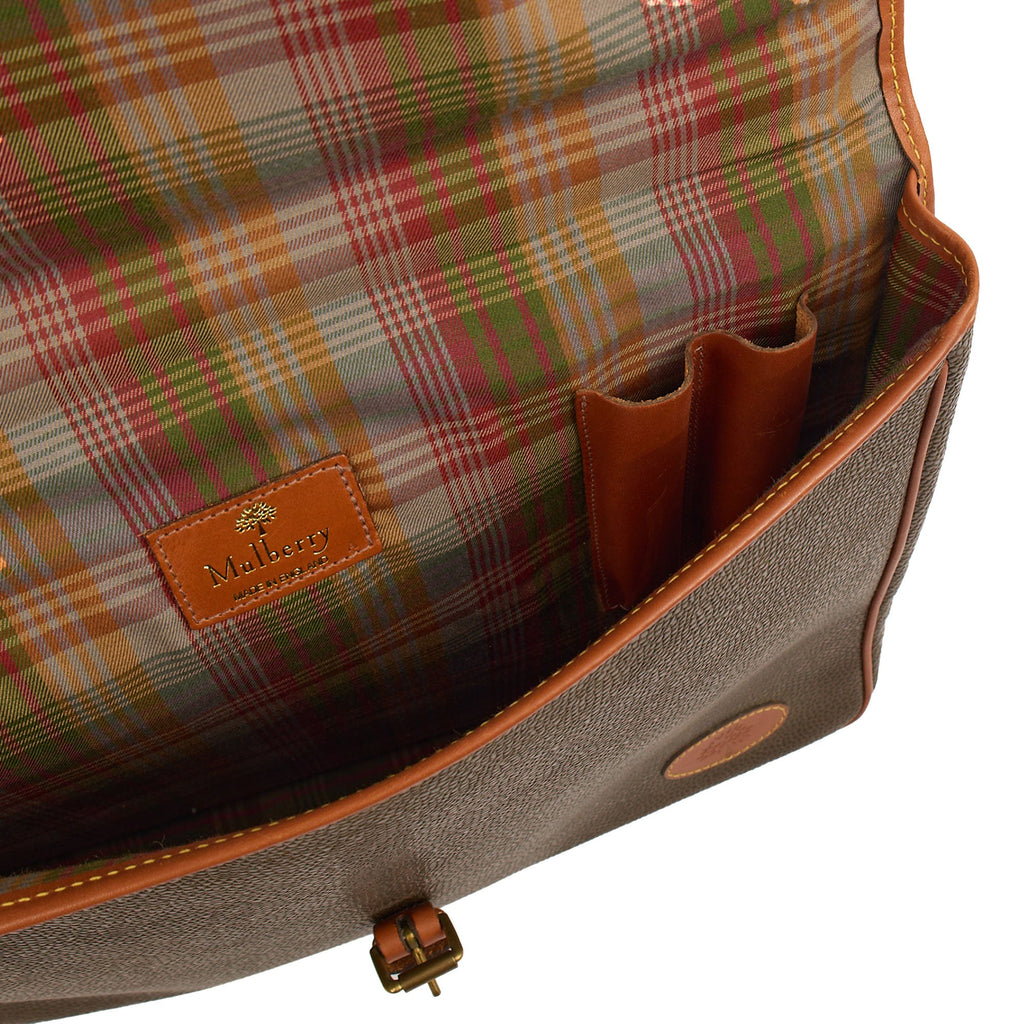 Mulberry Cross Body Briefcase in Green, Scotchgrain