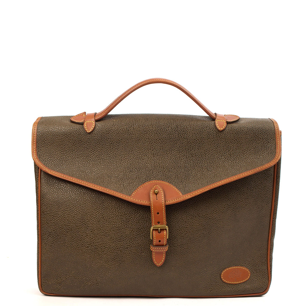 Mulberry Cross Body Briefcase in Green, Scotchgrain
