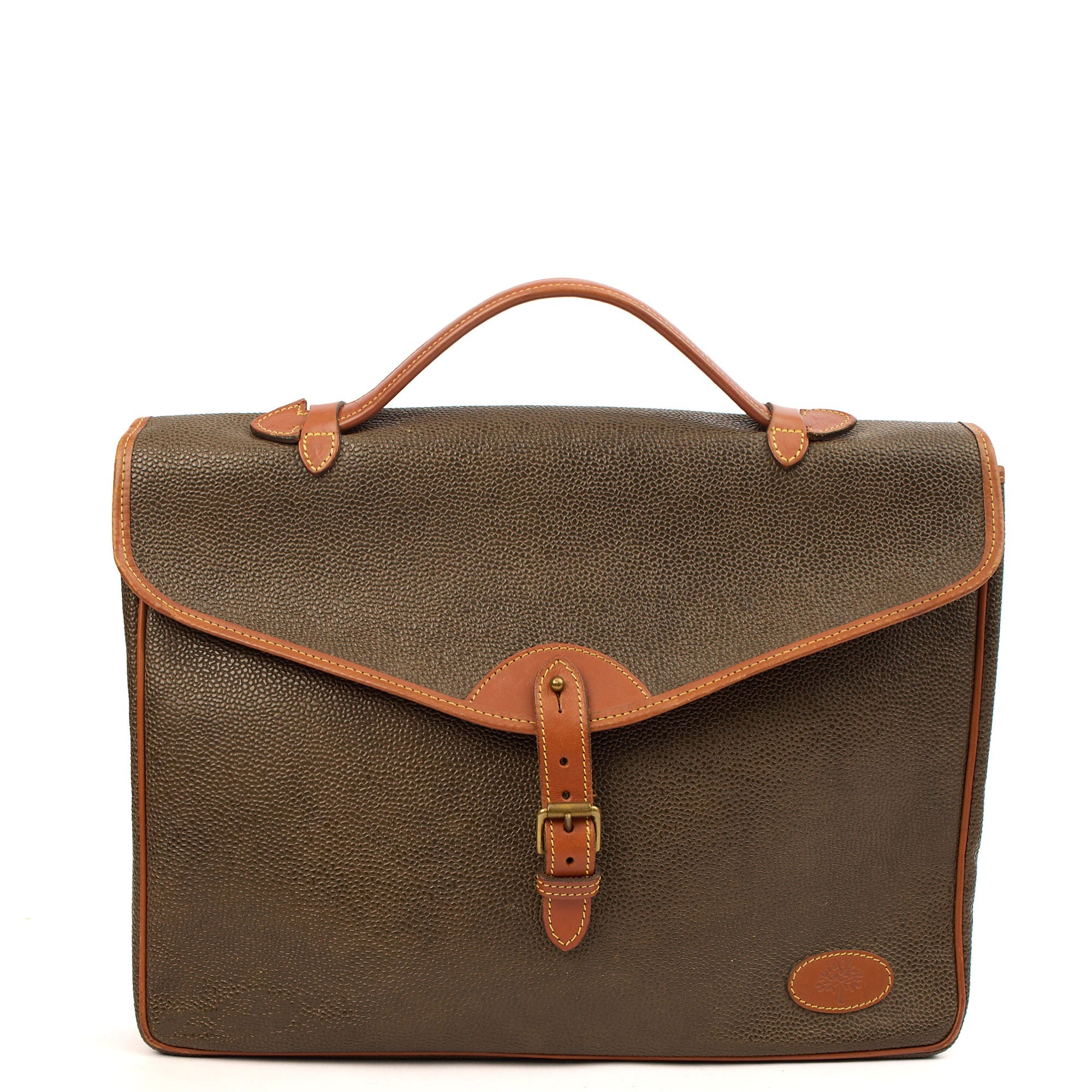 Mulberry Cross Body Briefcase in Green, Scotchgrain