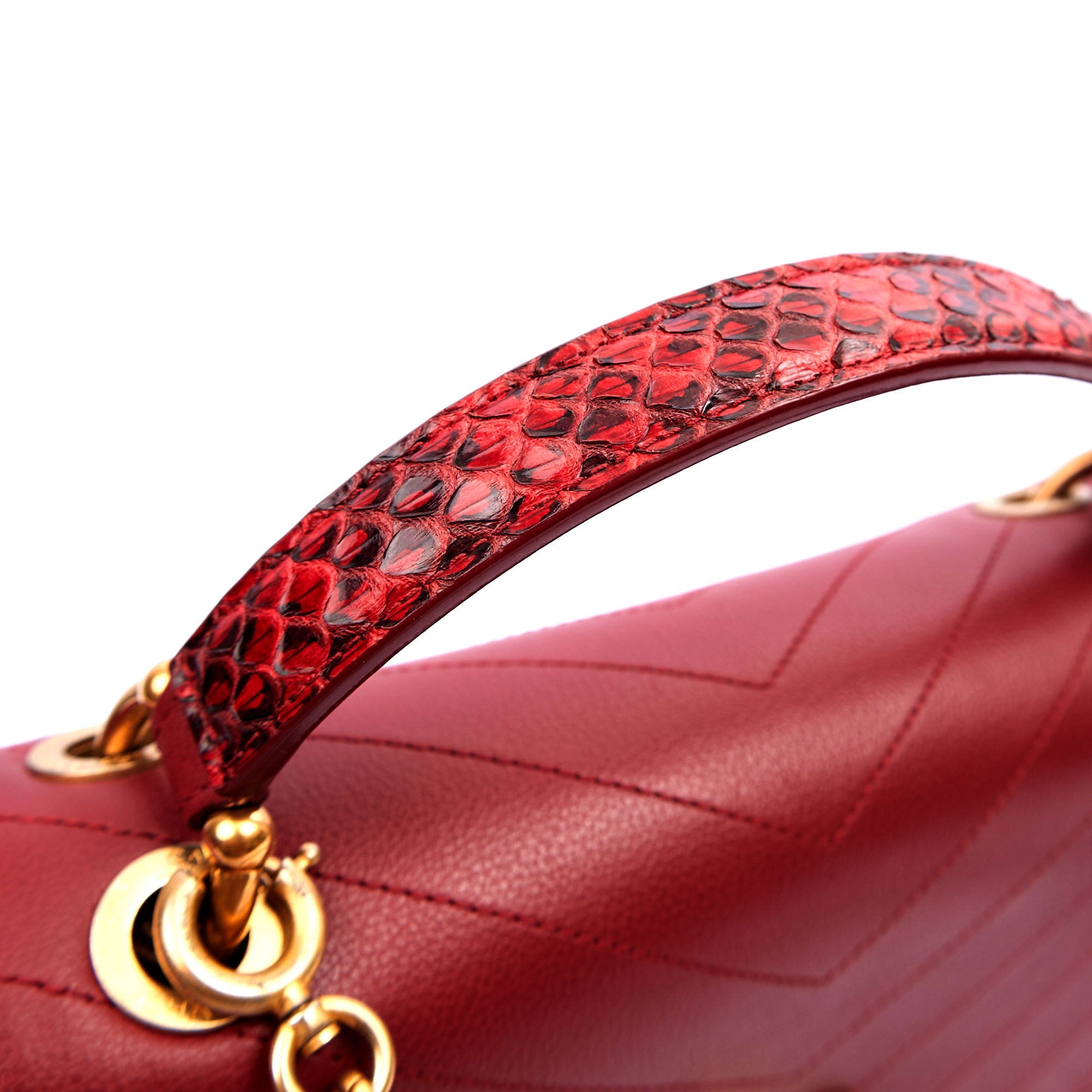 Chanel Top Handle Flap Bag With Top Handle in Red, Leather