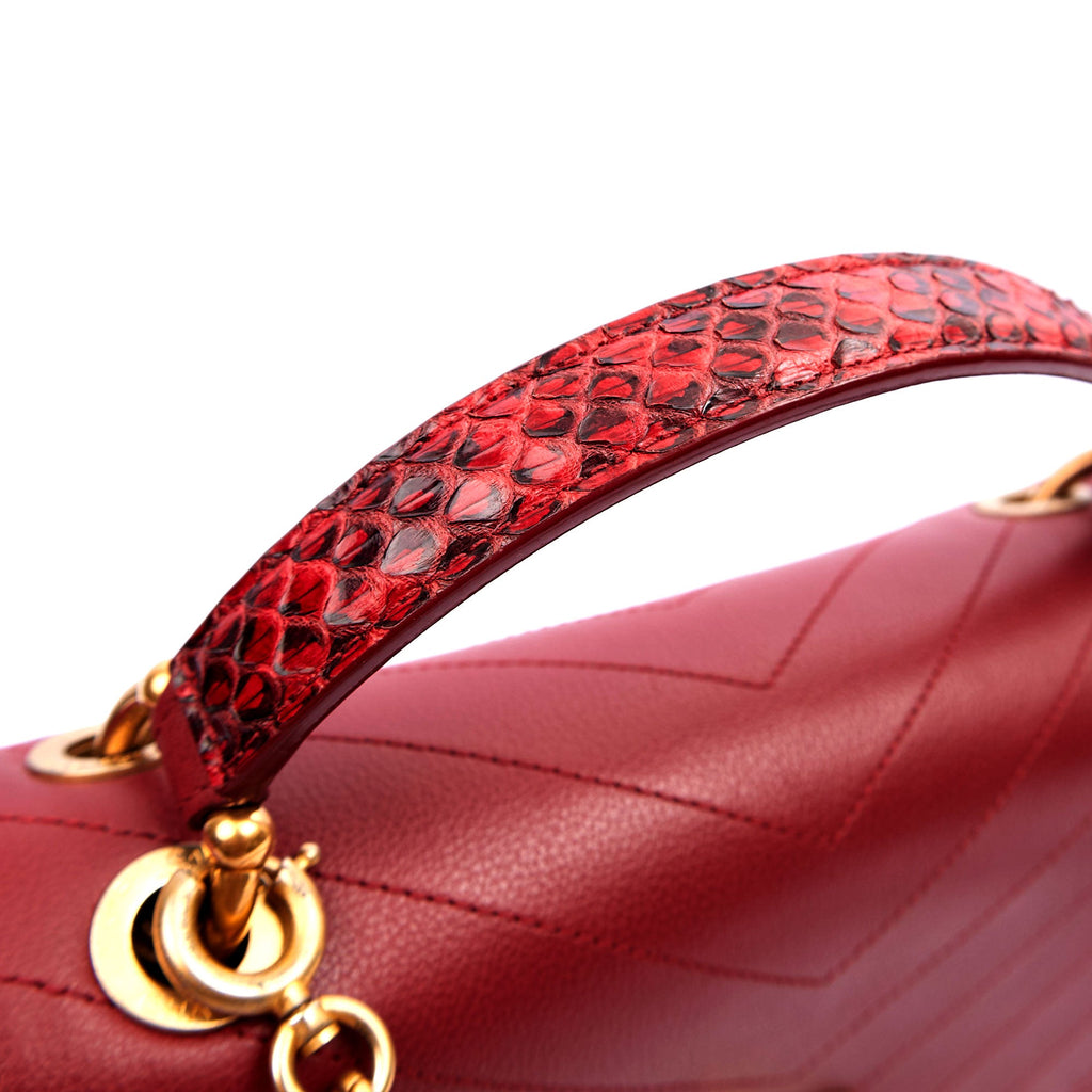 Chanel Top Handle Flap Bag With Top Handle in Red, Leather