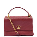 Chanel Top Handle Flap Bag With Top Handle in Red, Leather