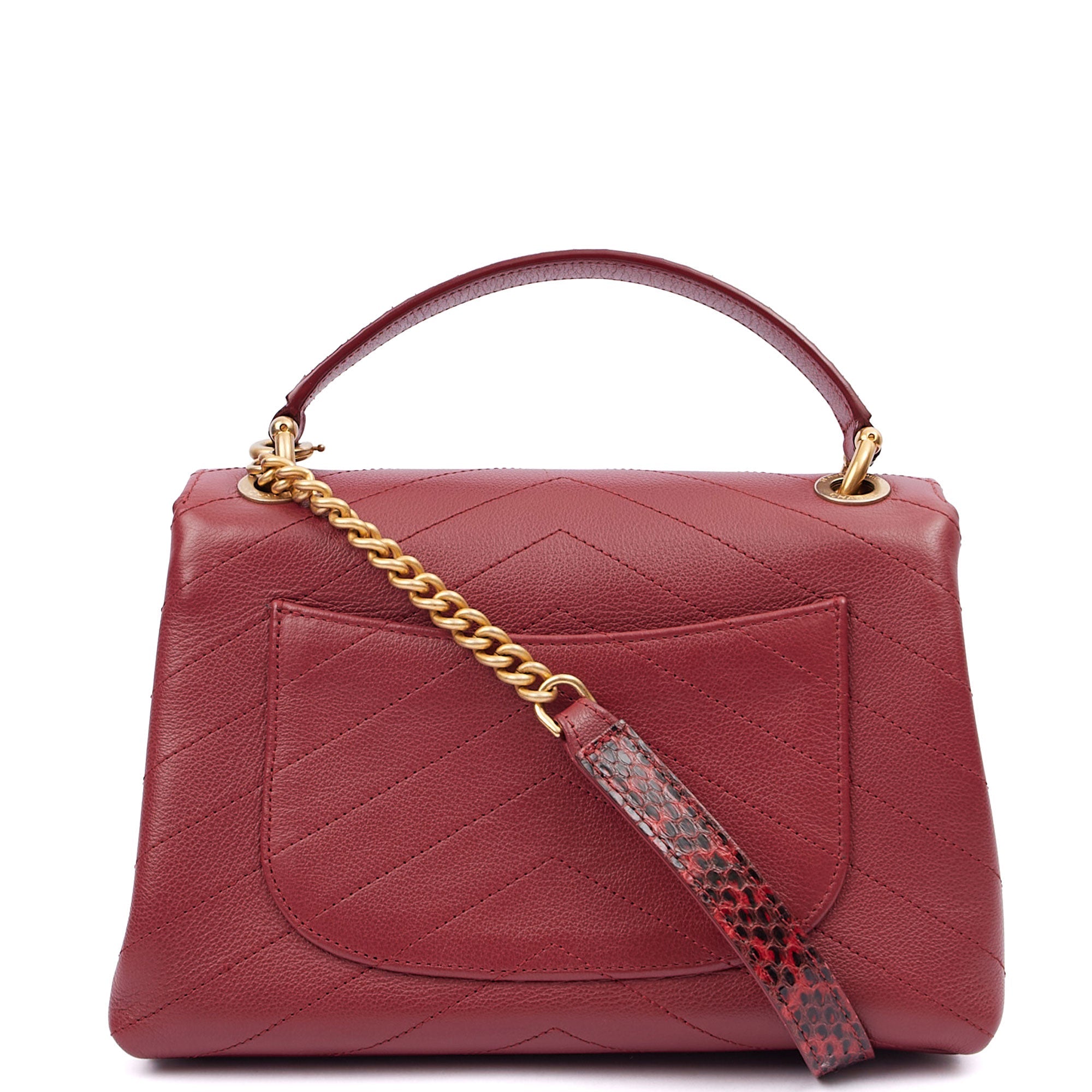 Chanel Top Handle Flap Bag With Top Handle in Red, Leather