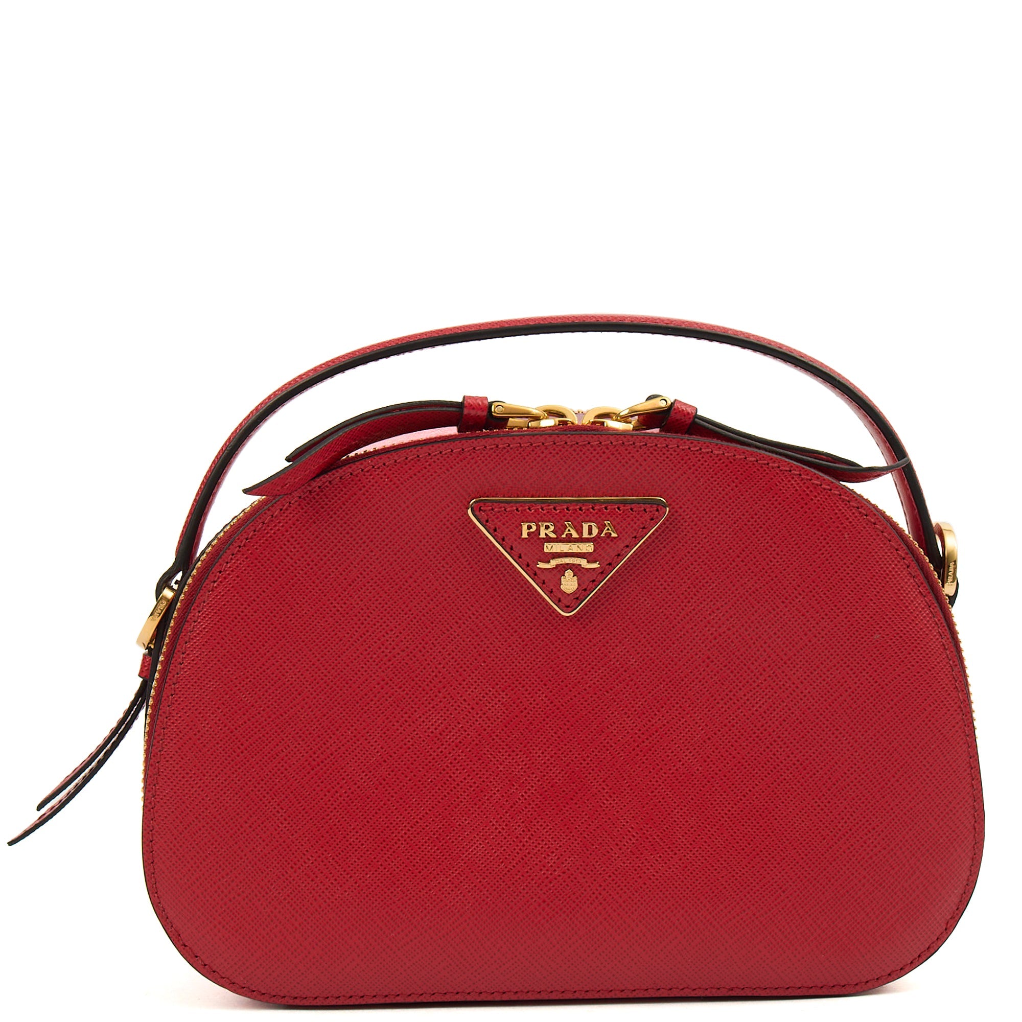 Prada Top Handle Crossbody in Red, Calfskin