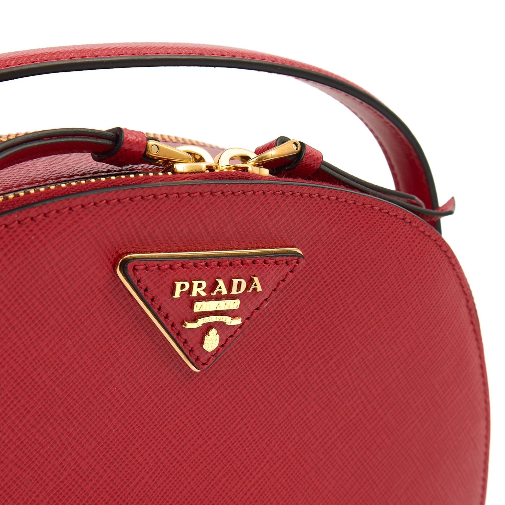 Prada Top Handle Crossbody in Red, Calfskin