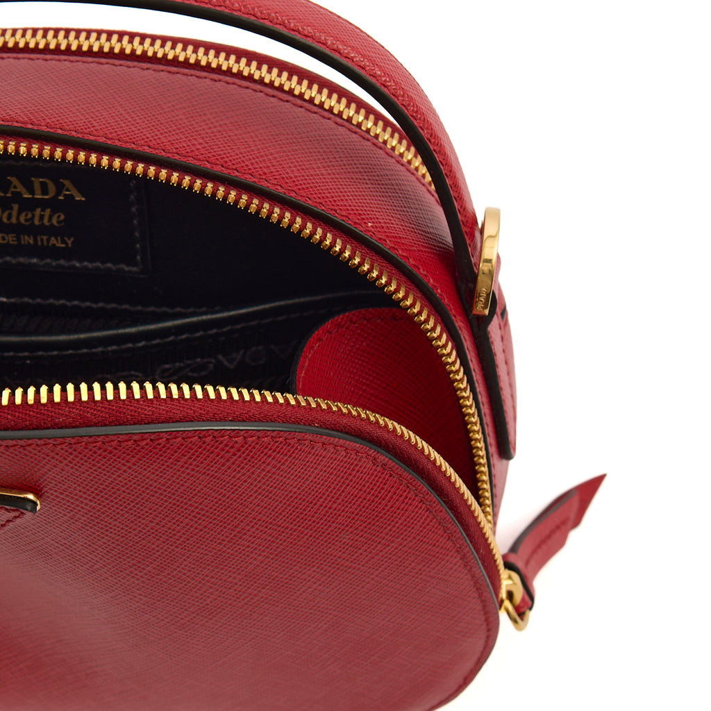 Prada Top Handle Crossbody in Red, Calfskin