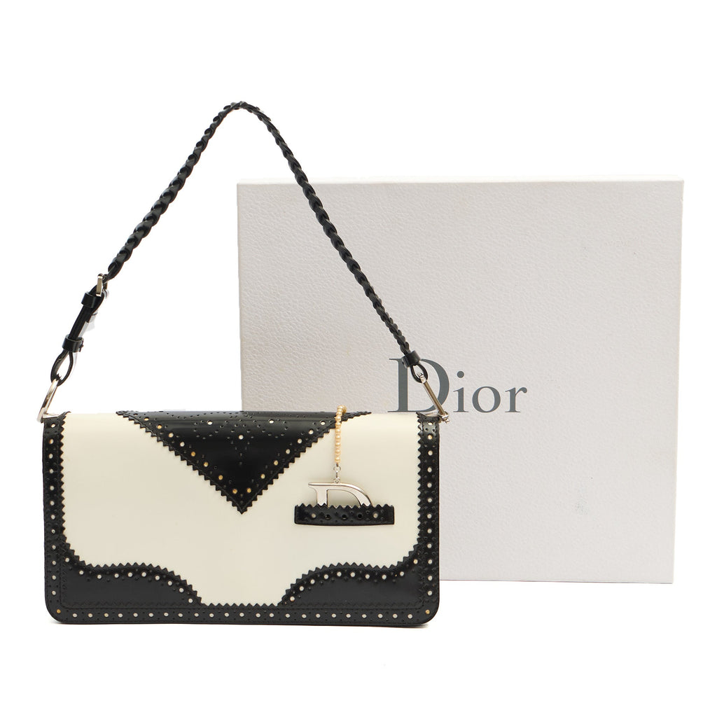 Christian Dior Trick Shoulder Bag in White, Leather