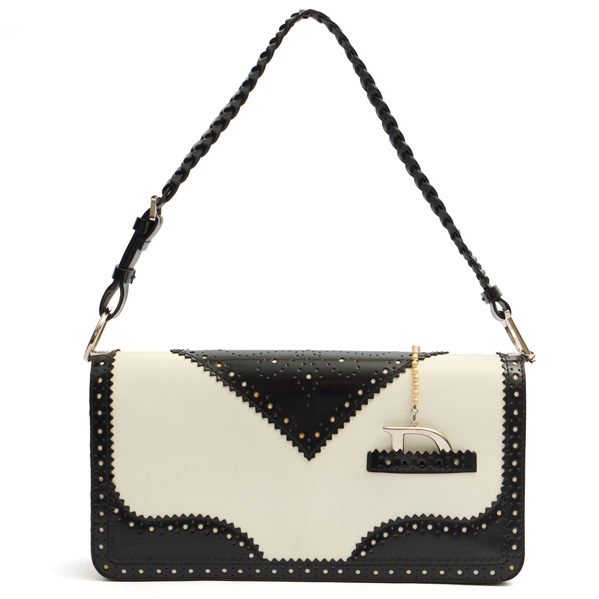Christian Dior Trick Shoulder Bag in White, Leather