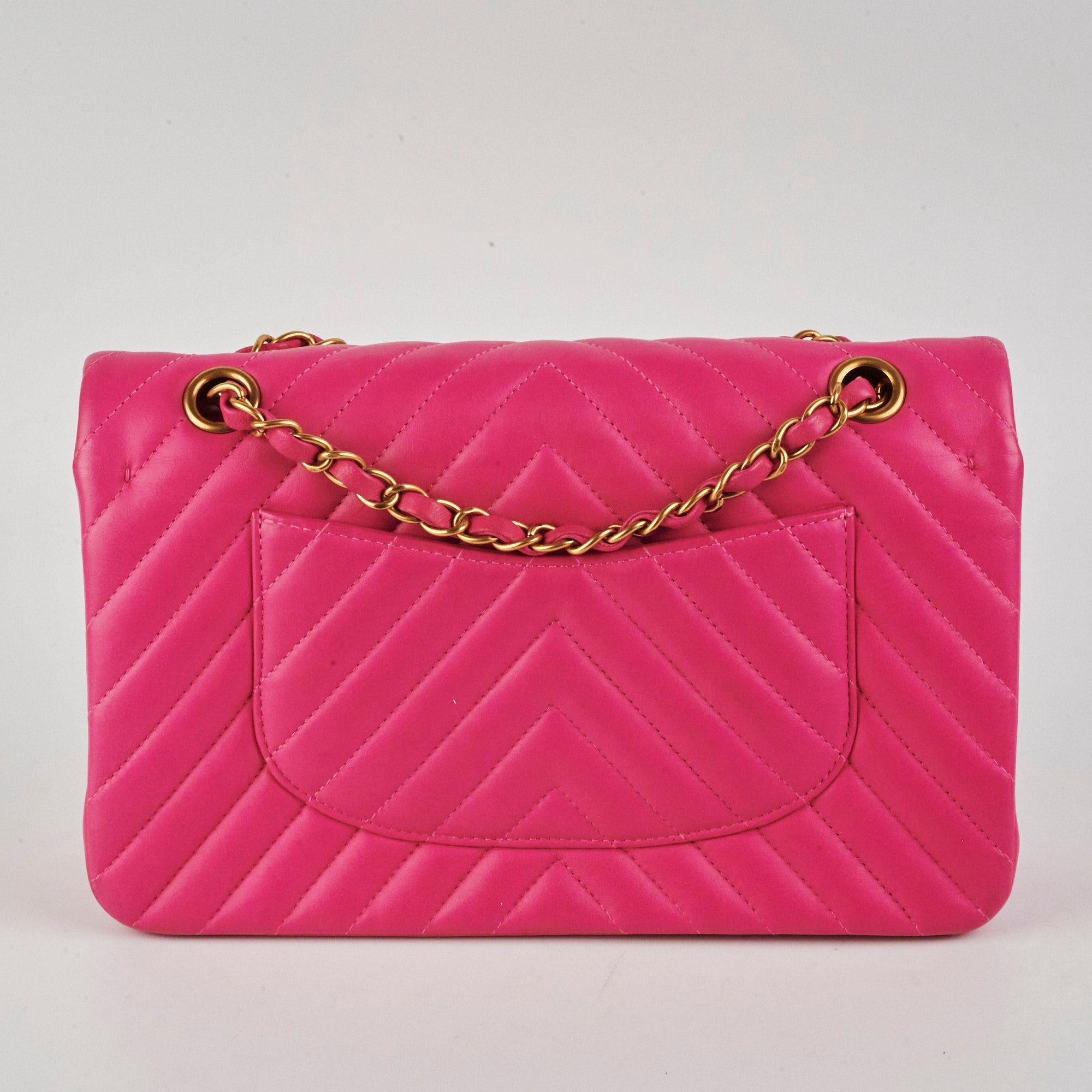 Chanel Medium Classic Flap Chevron Lambskin Pink