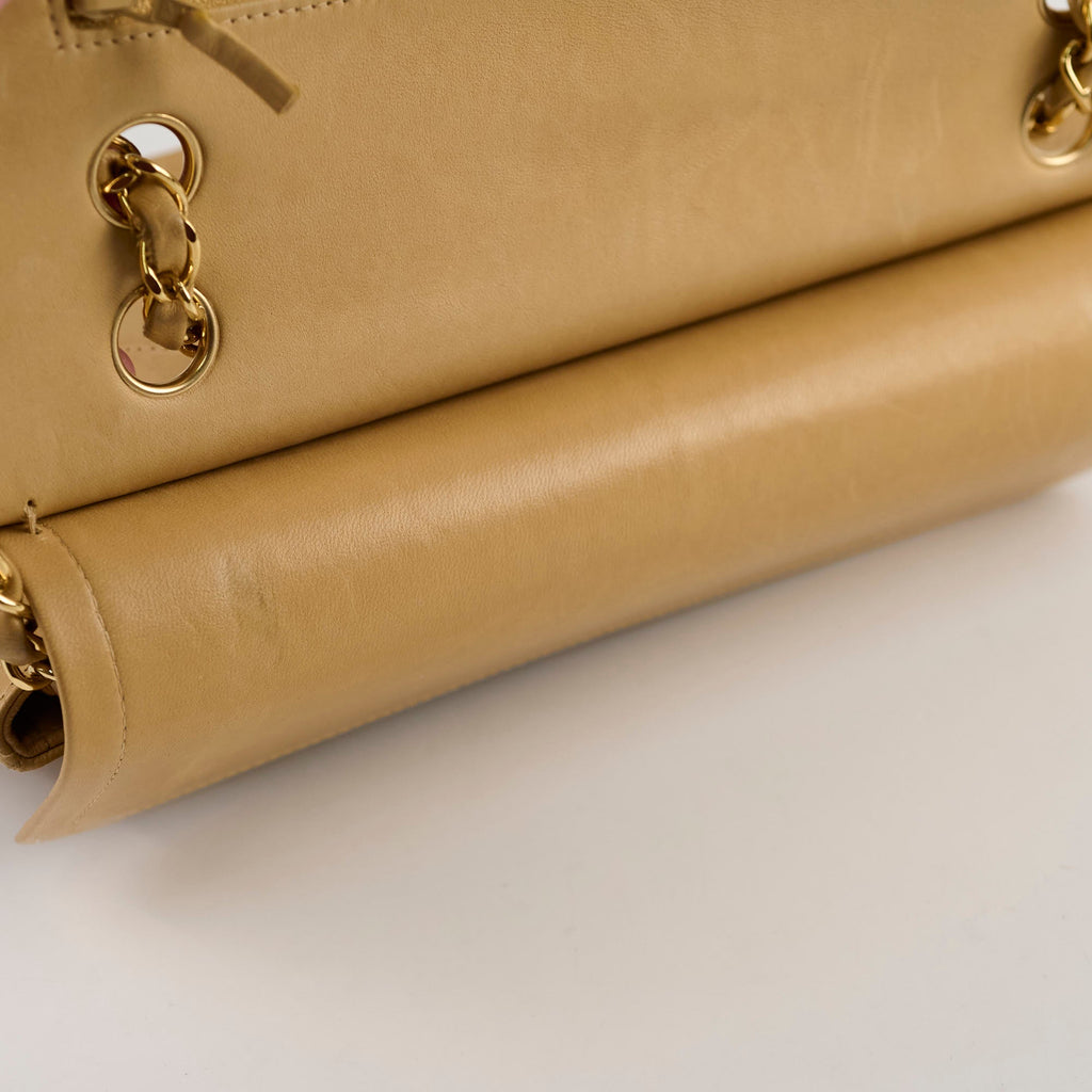 Chanel Vintage Medium/Large Double Classic Flap Beige
