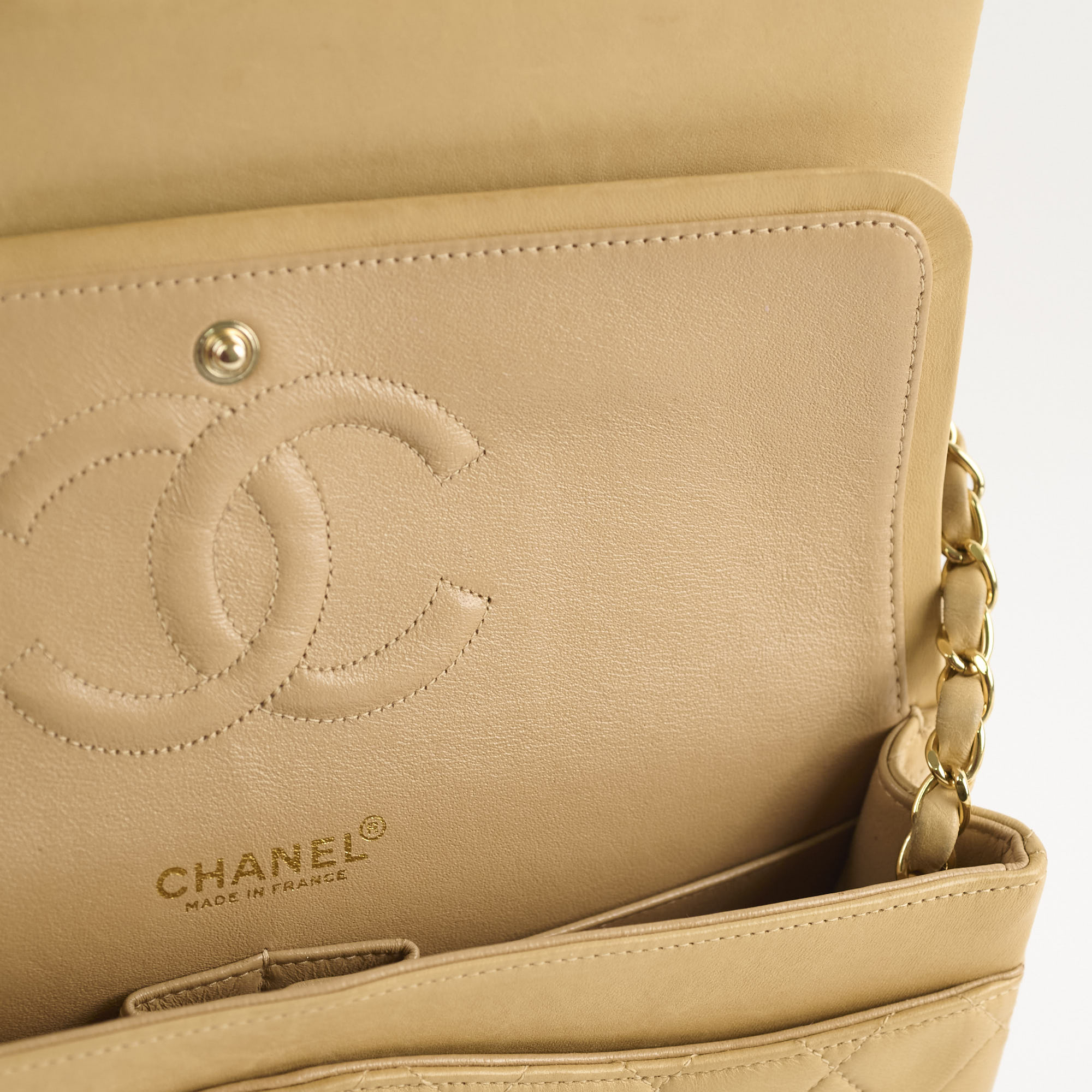Chanel Vintage Medium/Large Double Classic Flap Beige