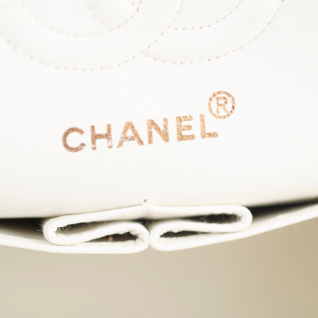 Chanel 24k Vintage Small Classic Flap Lambskin White