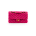 Chanel Medium/Large Classic Flap Chevron Lambskin Fuchsia Pink