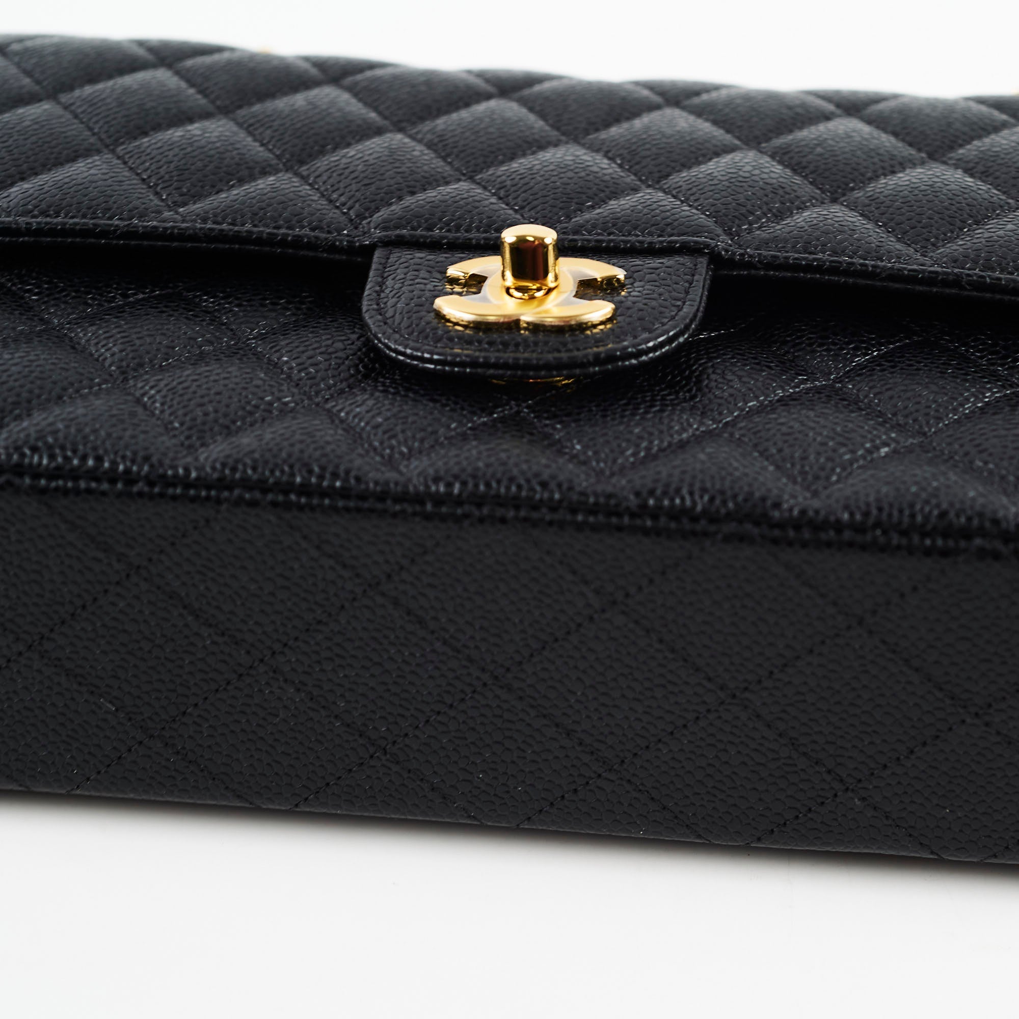 Chanel Medium/Large Caviar Double Classic Flap Black 2021 Microchipped
