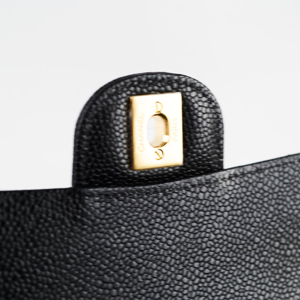 Chanel Medium/Large Caviar Double Classic Flap Black 2021 Microchipped