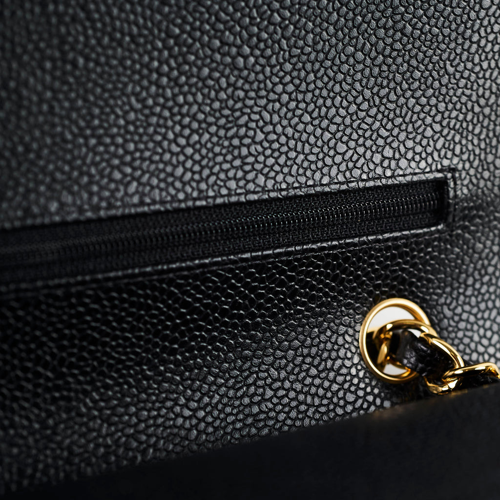Chanel Medium/Large Caviar Double Classic Flap Black 2021 Microchipped