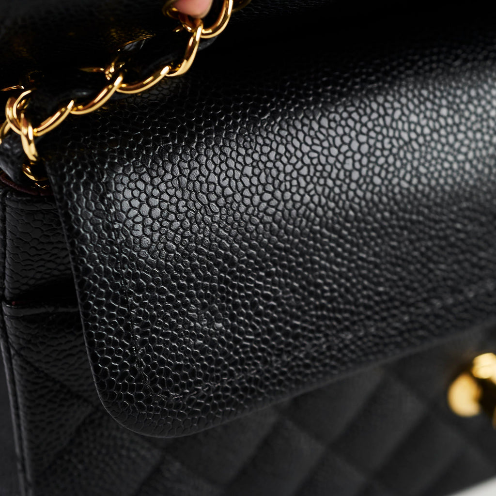 Chanel Medium/Large Caviar Double Classic Flap Black 2021 Microchipped
