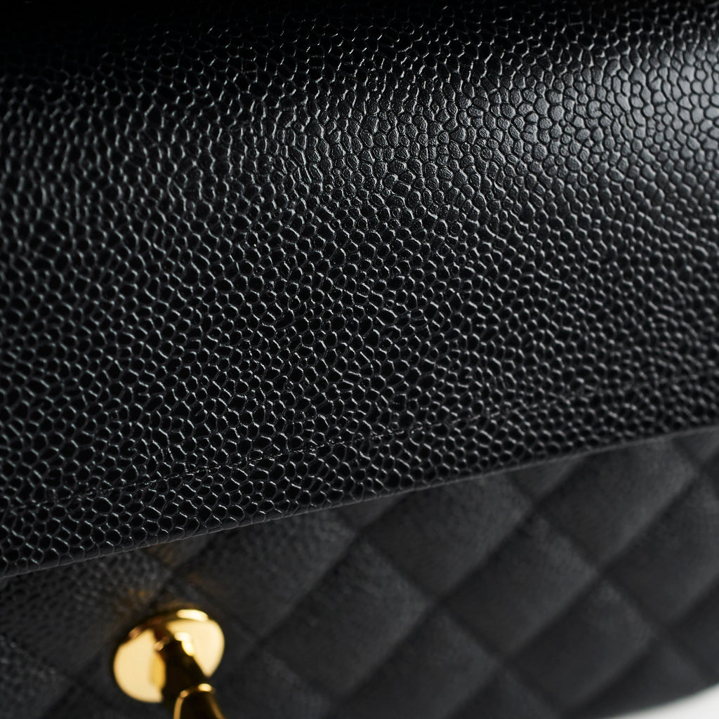 Chanel Medium/Large Caviar Double Classic Flap Black 2021 Microchipped