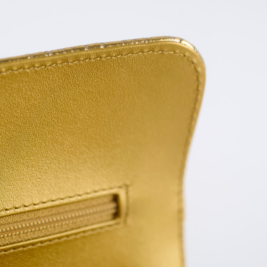 Chanel Classic Flap Small Croc Embossed Gold