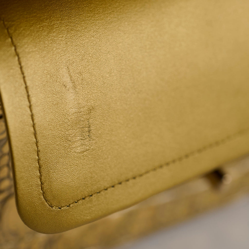 Chanel Classic Flap Small Croc Embossed Gold