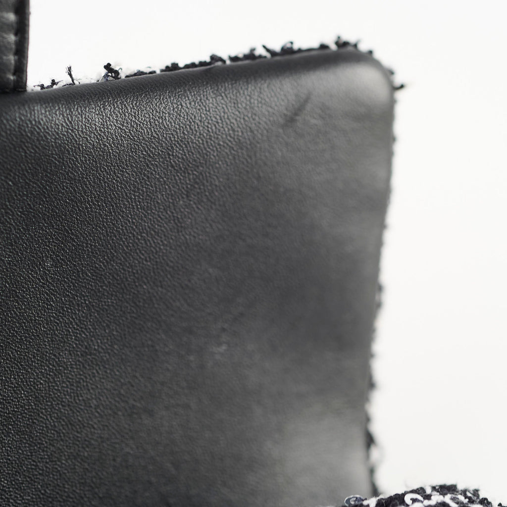 Chanel Mini Tweed Sequin Rectangular Top Handle Classic Flap Black