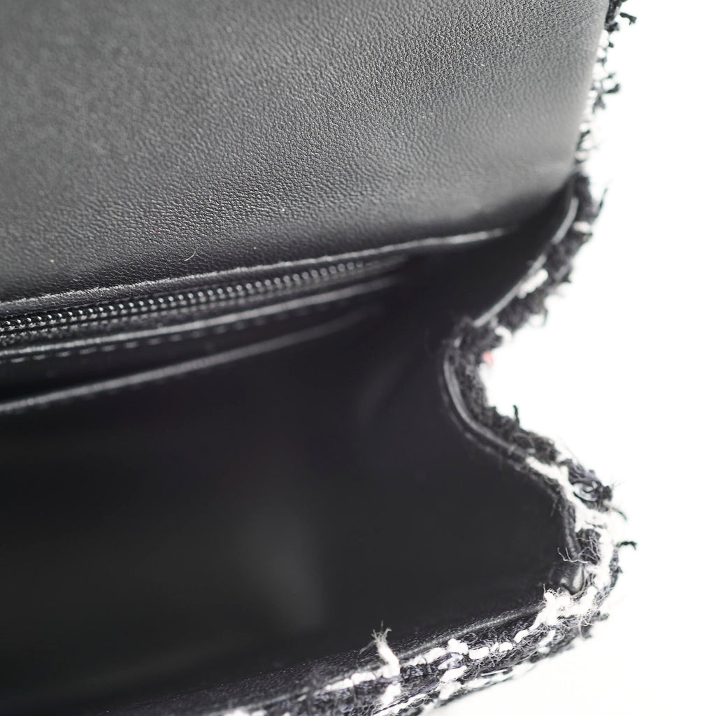 Chanel Mini Tweed Sequin Rectangular Top Handle Classic Flap Black