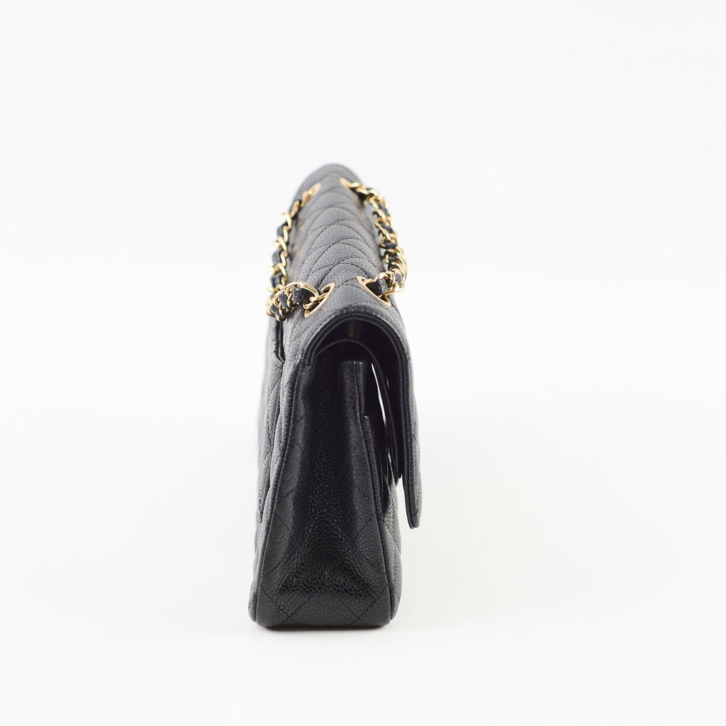 Chanel Medium Classic Flap Black Caviar 24k Plated Gold Hardware