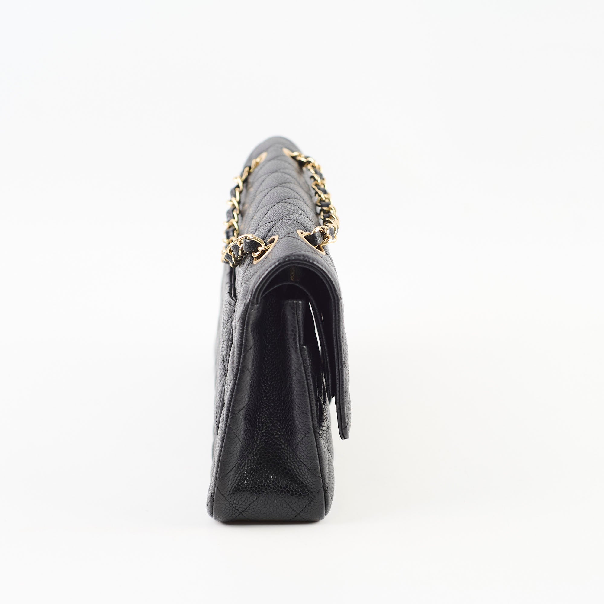 Chanel Medium Classic Flap Black Caviar 24k Plated Gold Hardware