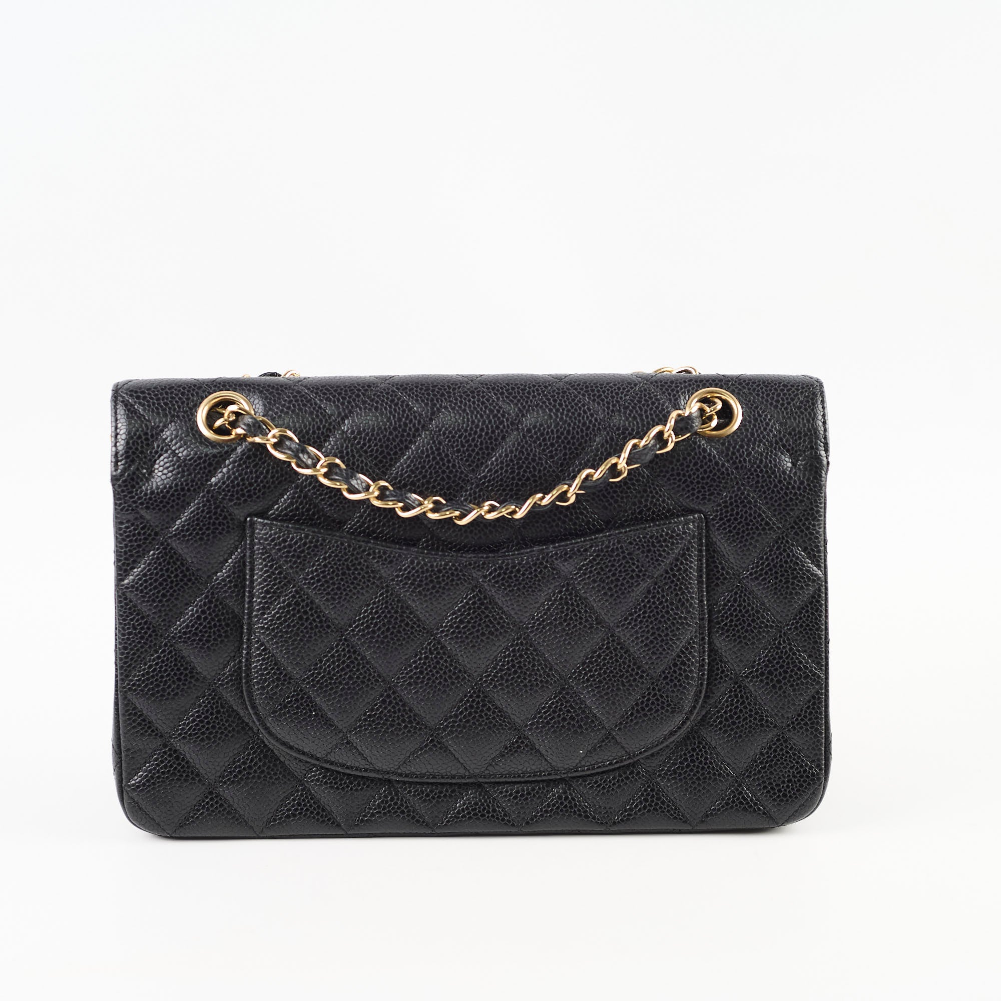 Chanel Medium Classic Flap Black Caviar 24k Plated Gold Hardware