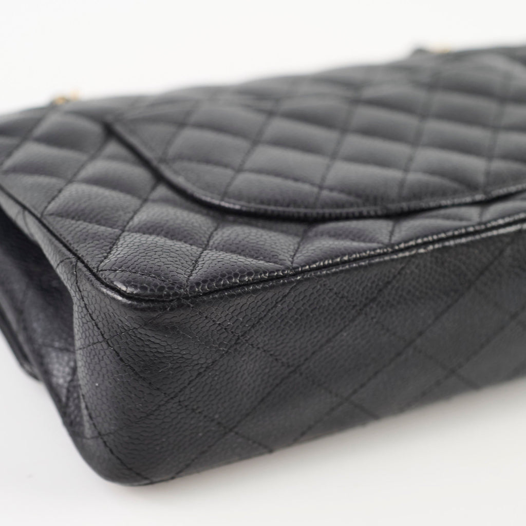 Chanel Medium Classic Flap Black Caviar 24k Plated Gold Hardware