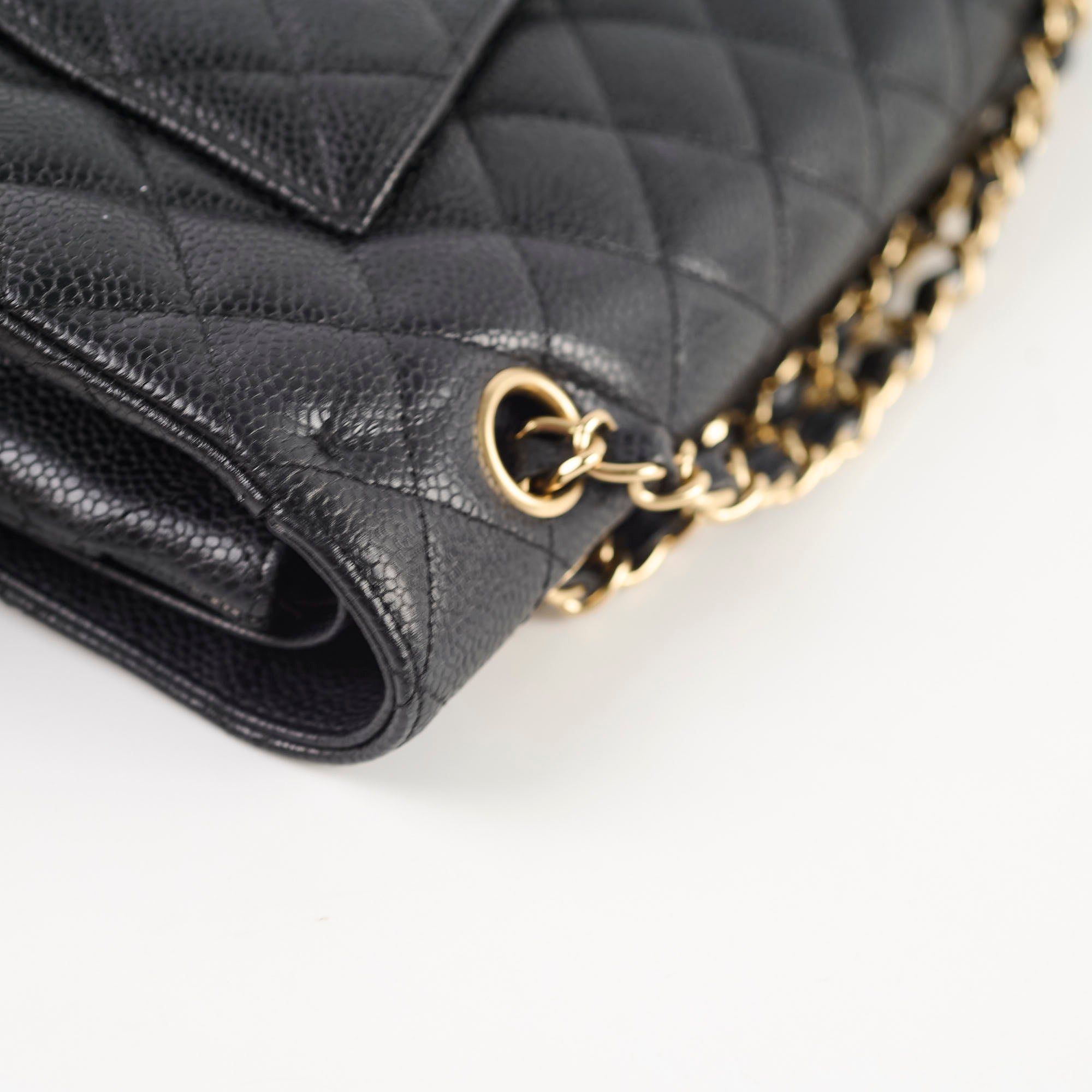 Chanel Medium Classic Flap Black Caviar 24k Plated Gold Hardware