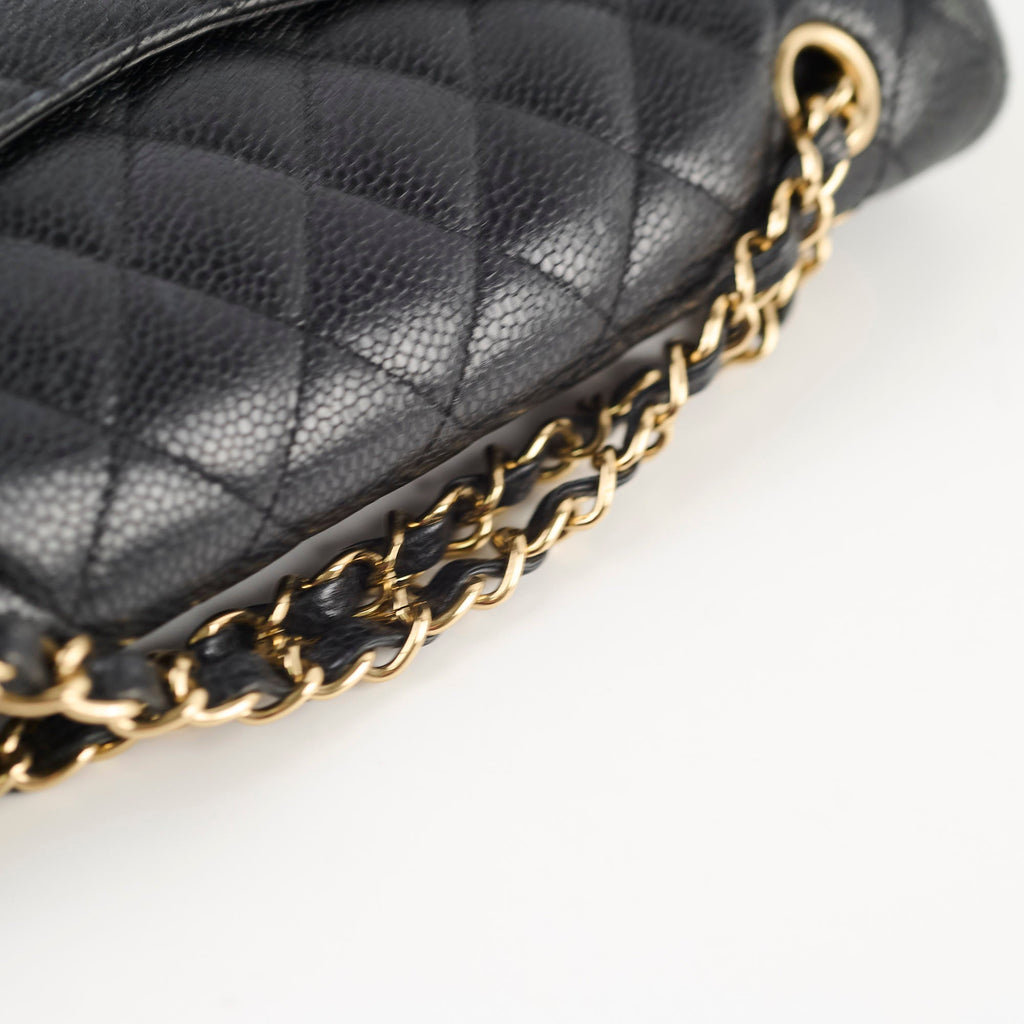 Chanel Medium Classic Flap Black Caviar 24k Plated Gold Hardware
