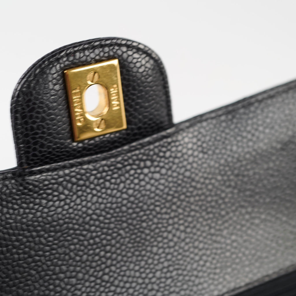 Chanel Medium Classic Flap Black Caviar 24k Plated Gold Hardware