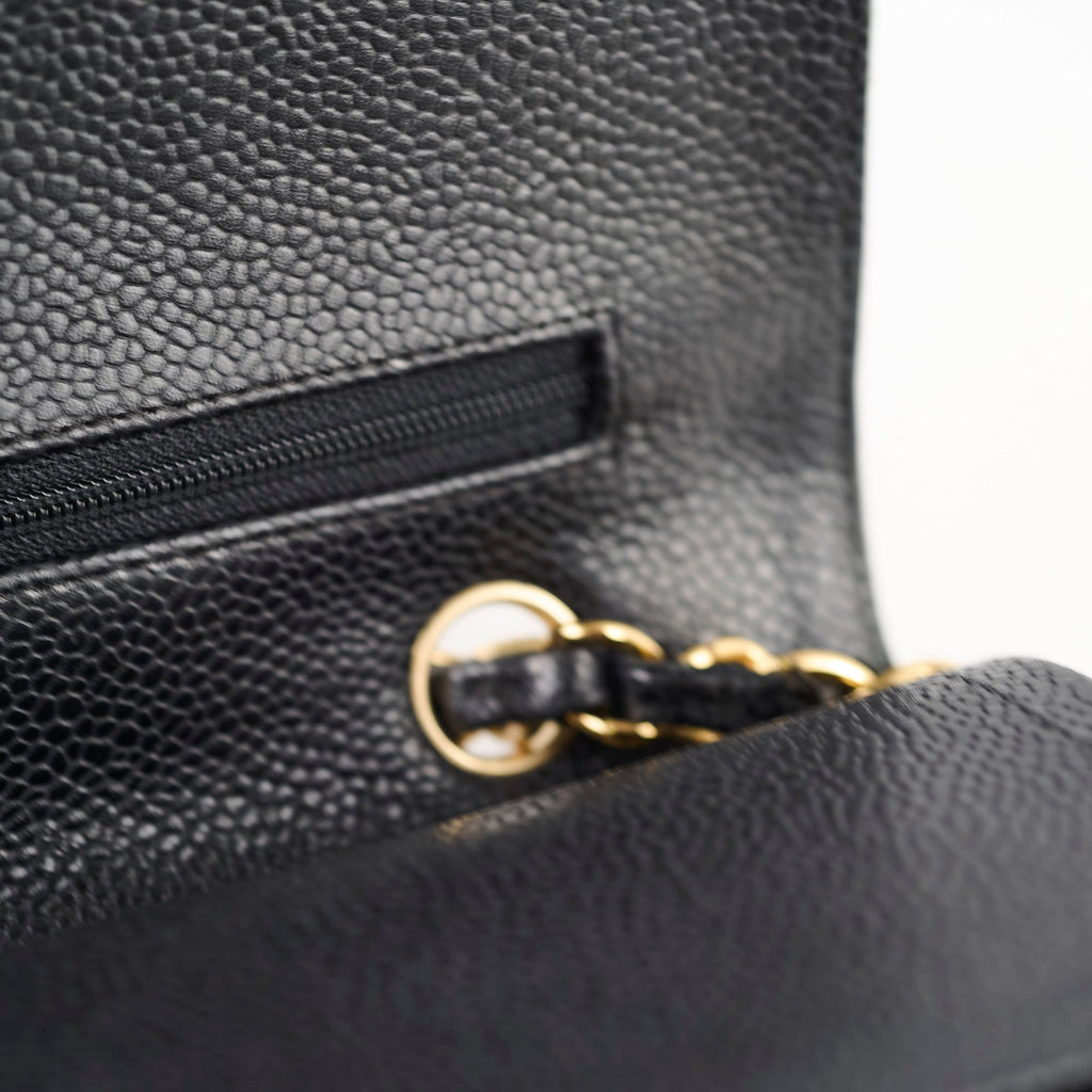 Chanel Medium Classic Flap Black Caviar 24k Plated Gold Hardware