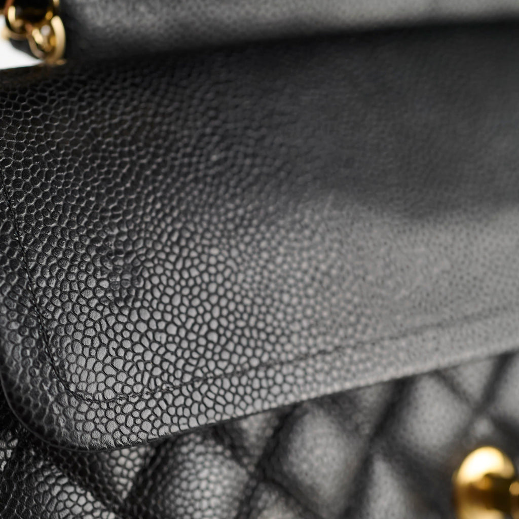 Chanel Medium Classic Flap Black Caviar 24k Plated Gold Hardware