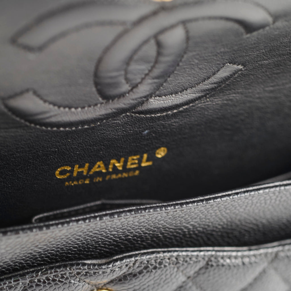Chanel Medium Classic Flap Black Caviar 24k Plated Gold Hardware