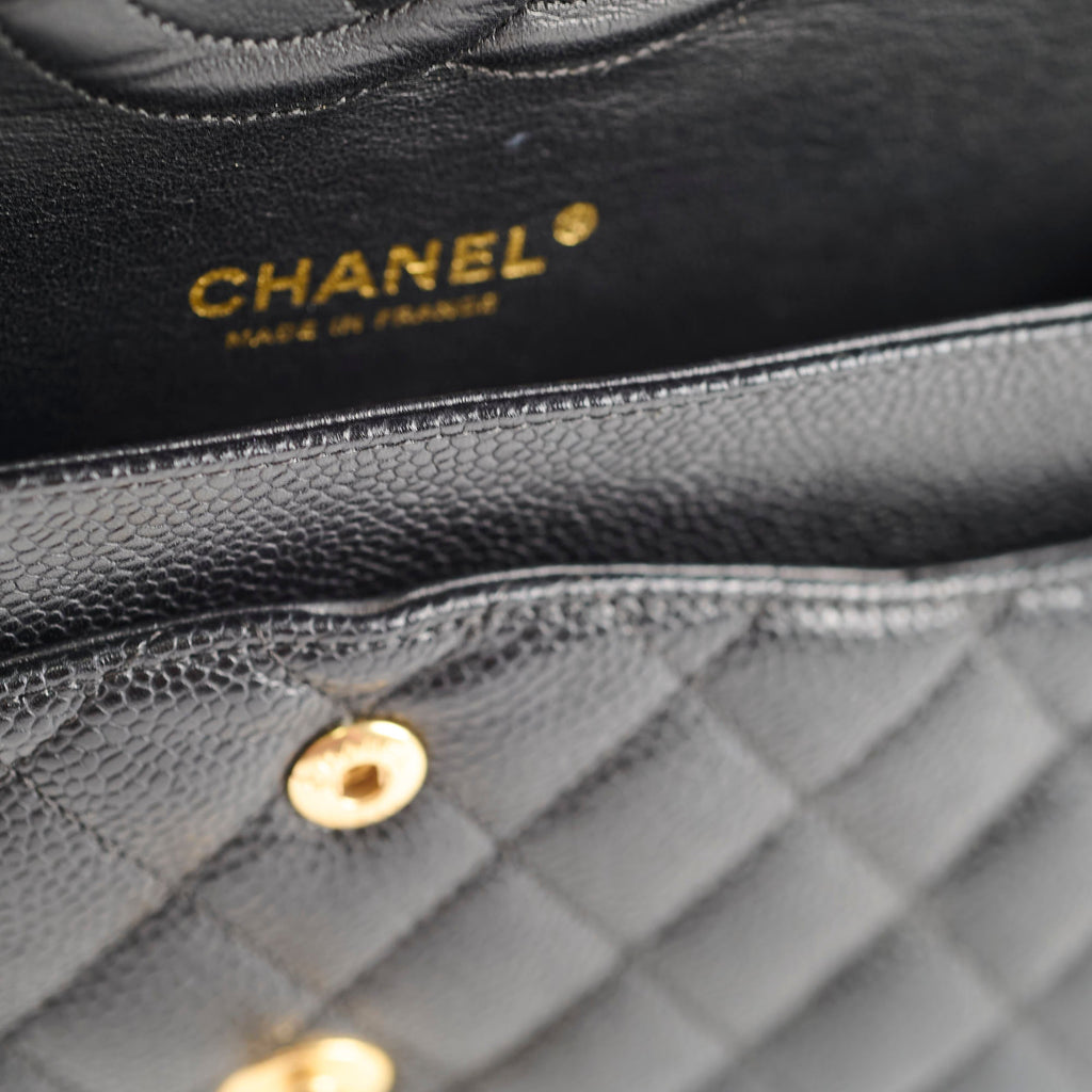 Chanel Medium Classic Flap Black Caviar 24k Plated Gold Hardware