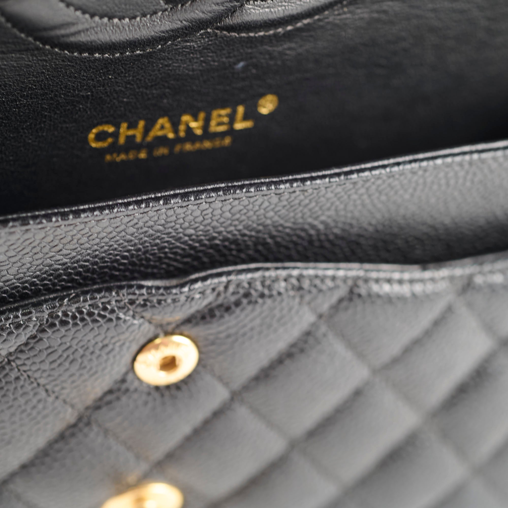 Chanel Medium Classic Flap Black Caviar 24k Plated Gold Hardware