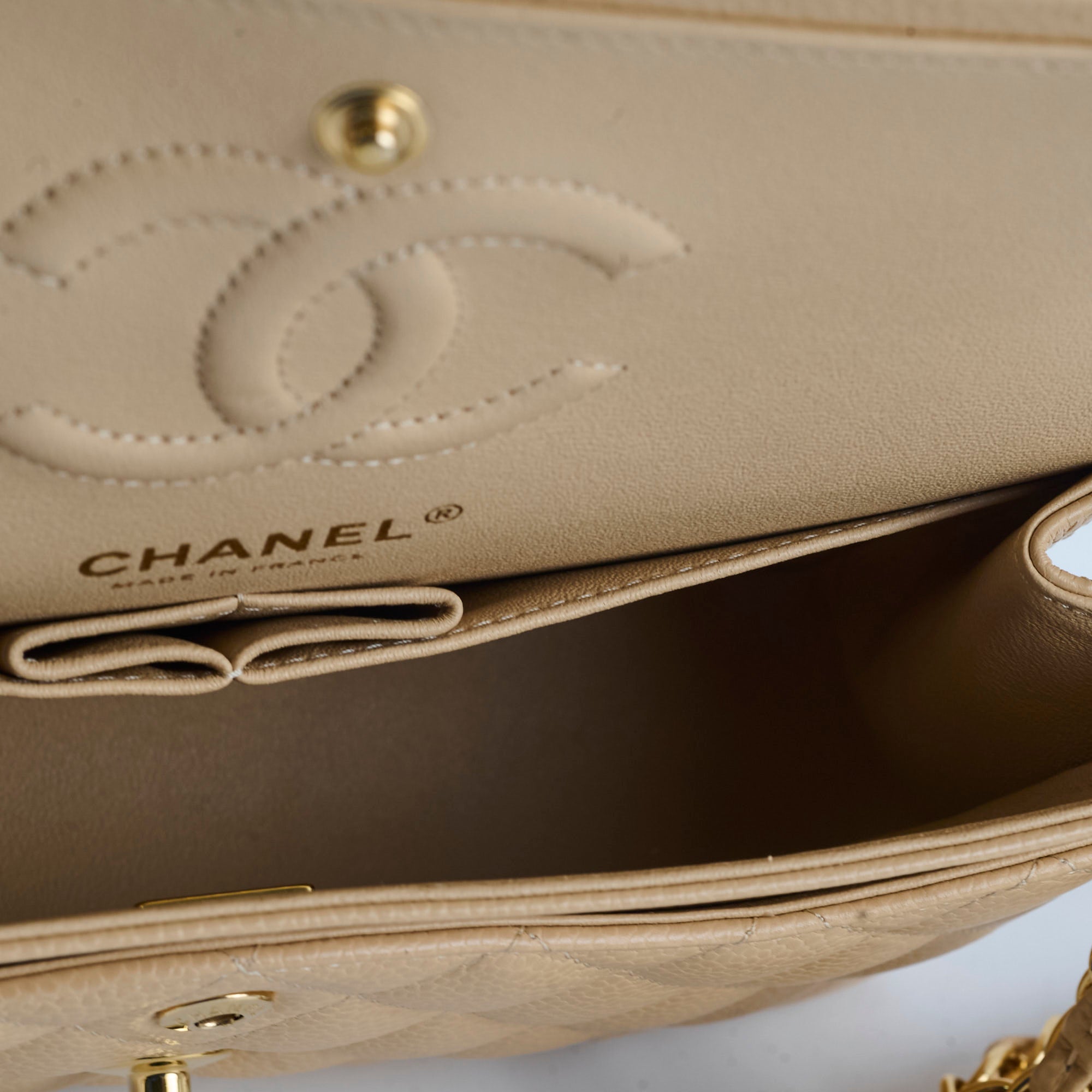 Chanel Classic Flap Small Beige Microchipped