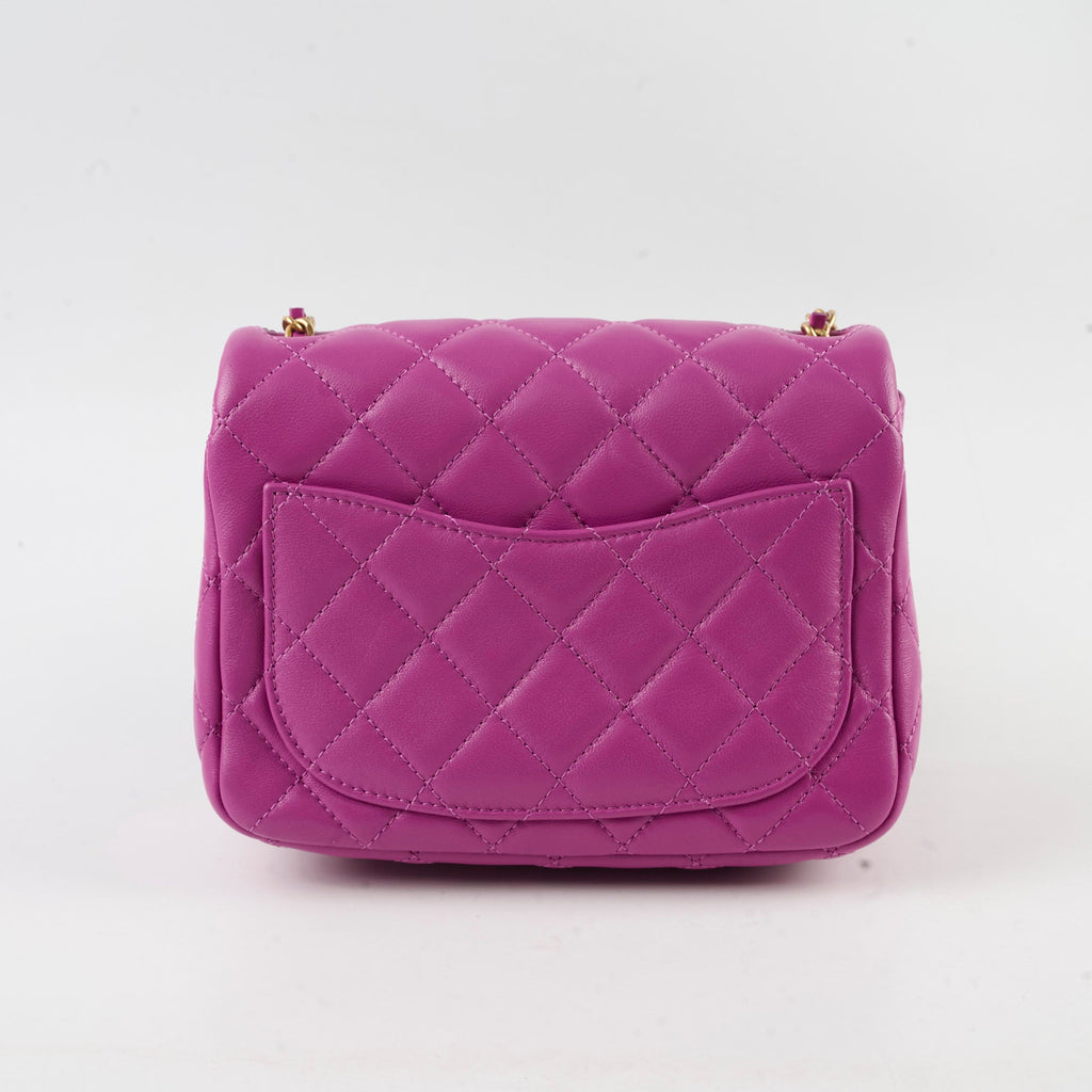 Chanel Pearl Crush Square Mini Purple Calfskin  Classic Flap