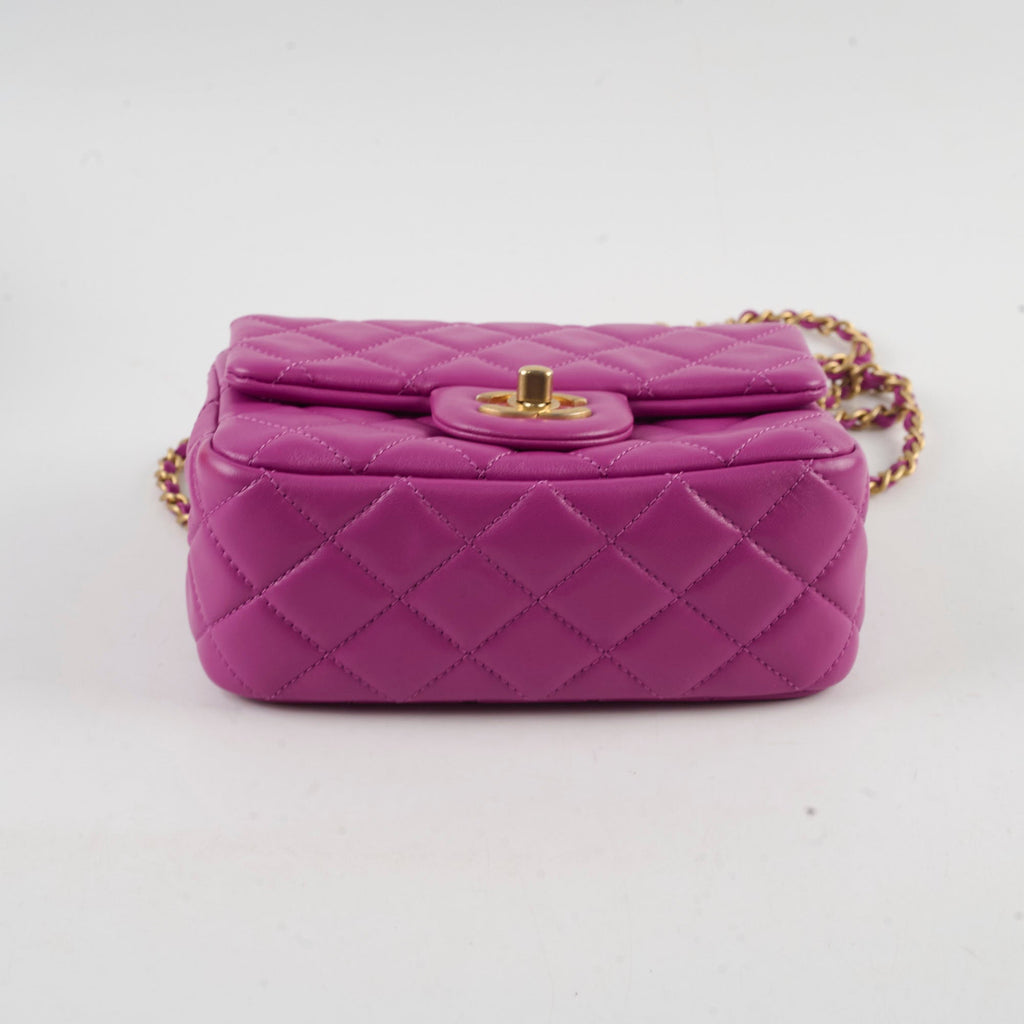 Chanel Pearl Crush Square Mini Purple Calfskin  Classic Flap