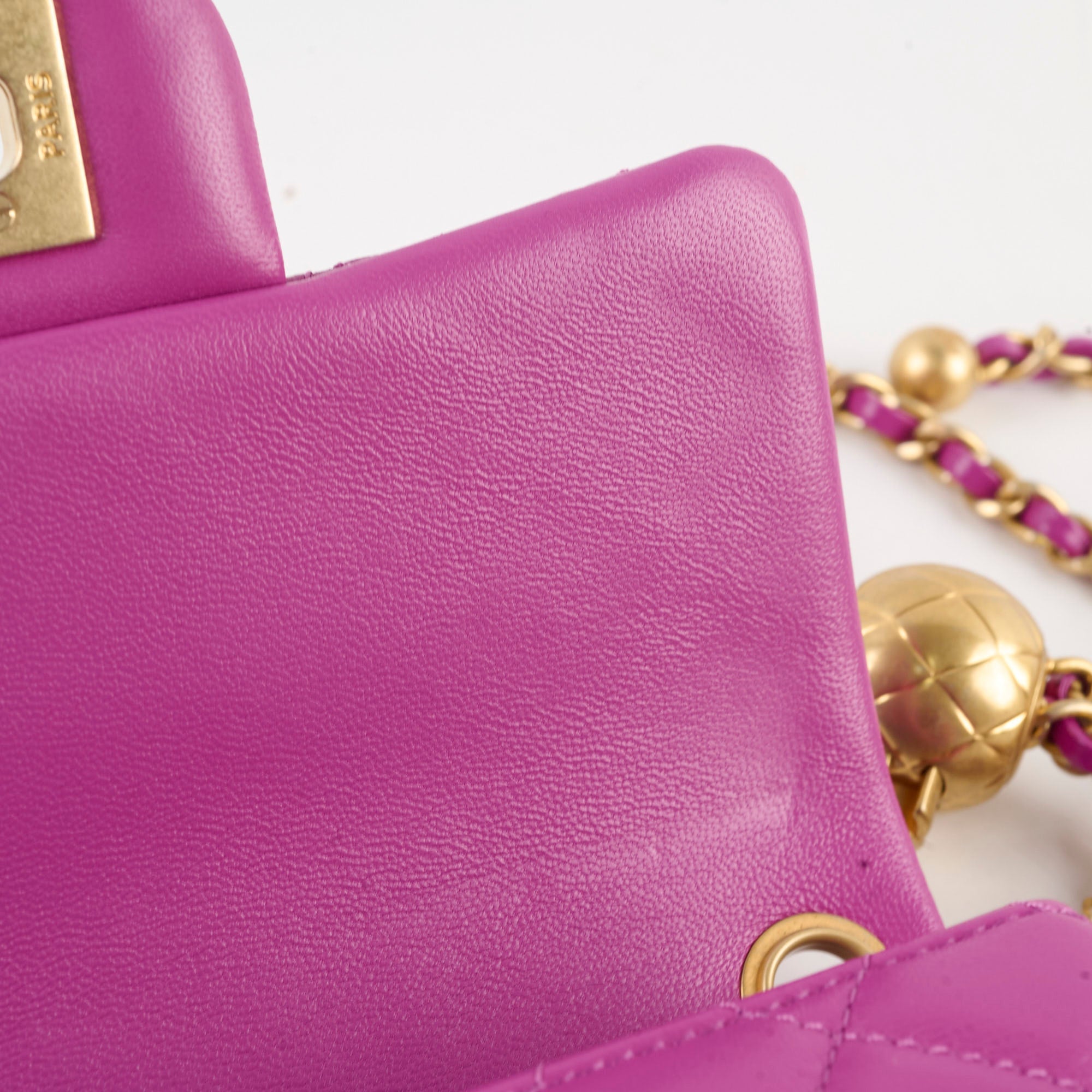 Chanel Pearl Crush Square Mini Purple Calfskin  Classic Flap