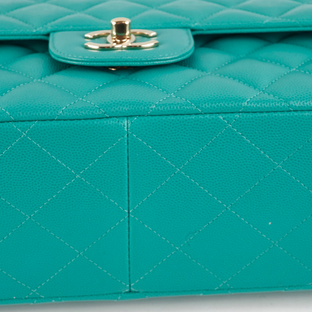 Chanel Jumbo Classic Flap Caviar Turquoise - Sereis 23