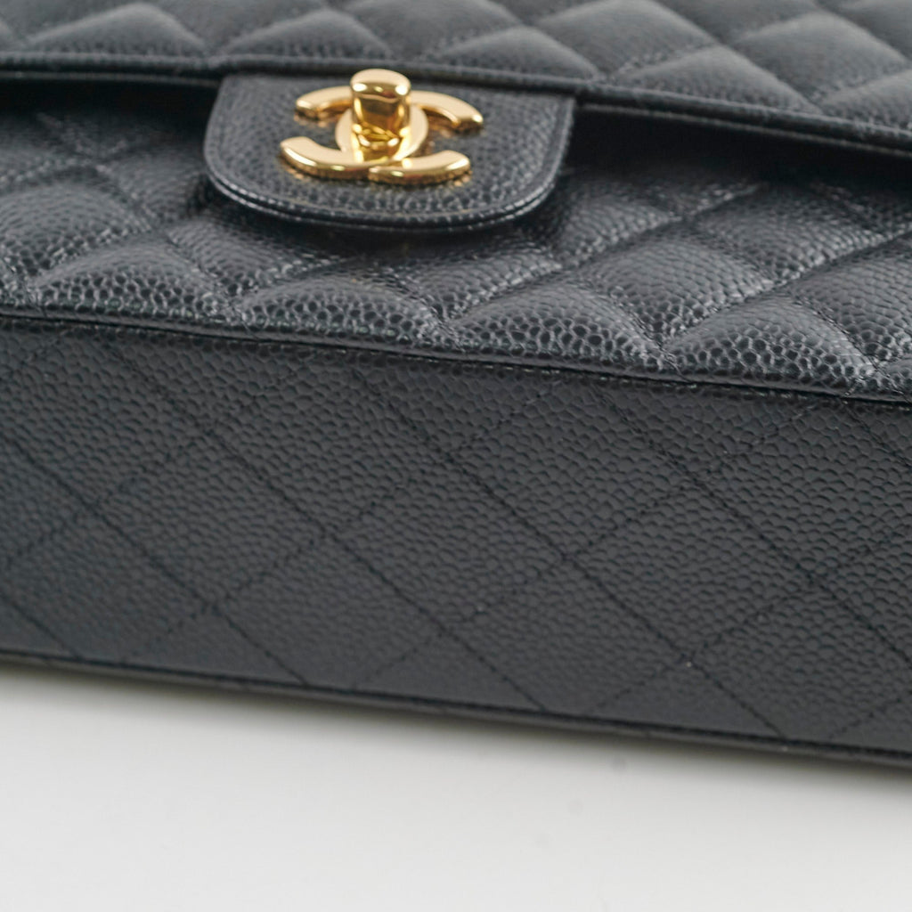 Chanel Medium/Large Double Classic Flap Caviar Black 31 Series
