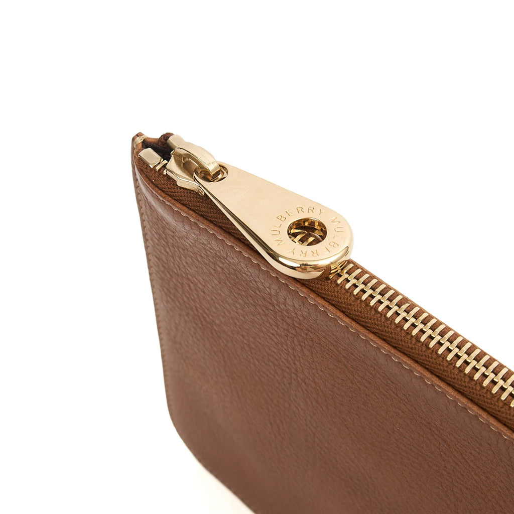 Mulberry Clutch Pouch in Oak, Calfskin Leather
