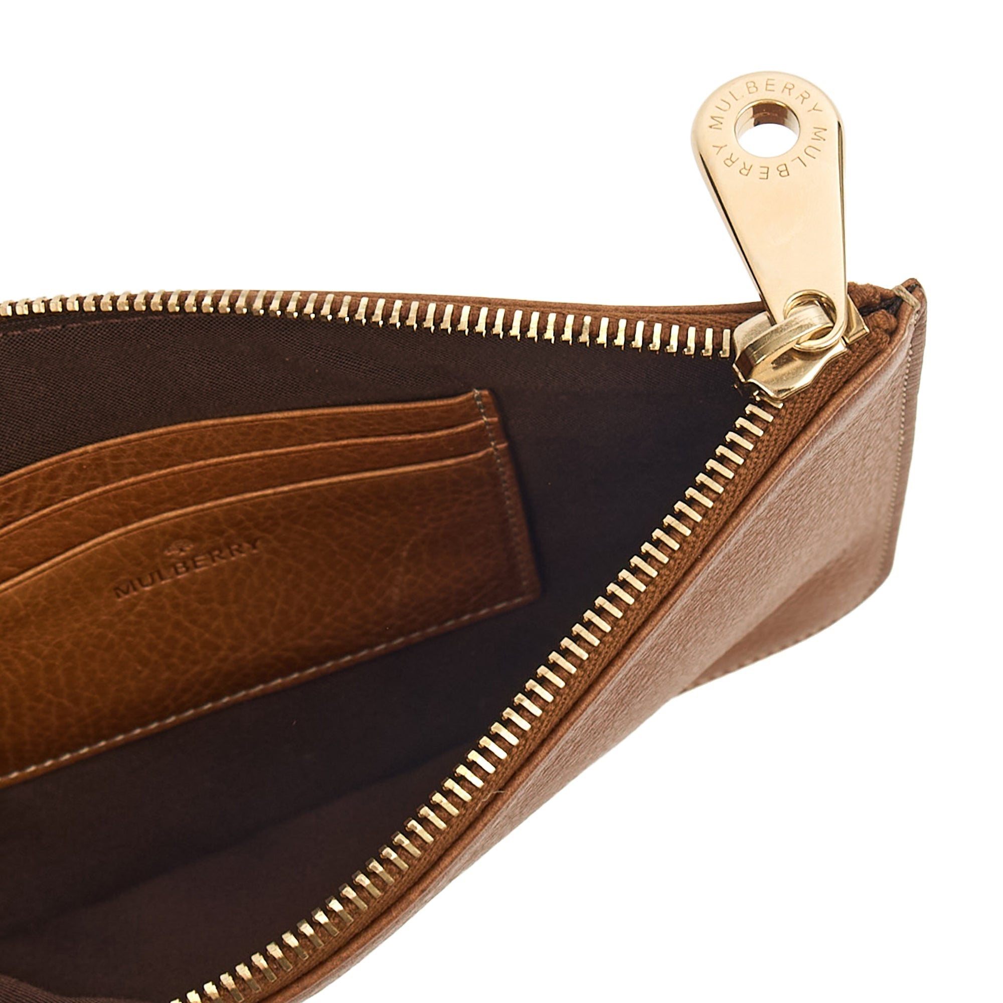 Mulberry Clutch Pouch in Oak, Calfskin Leather
