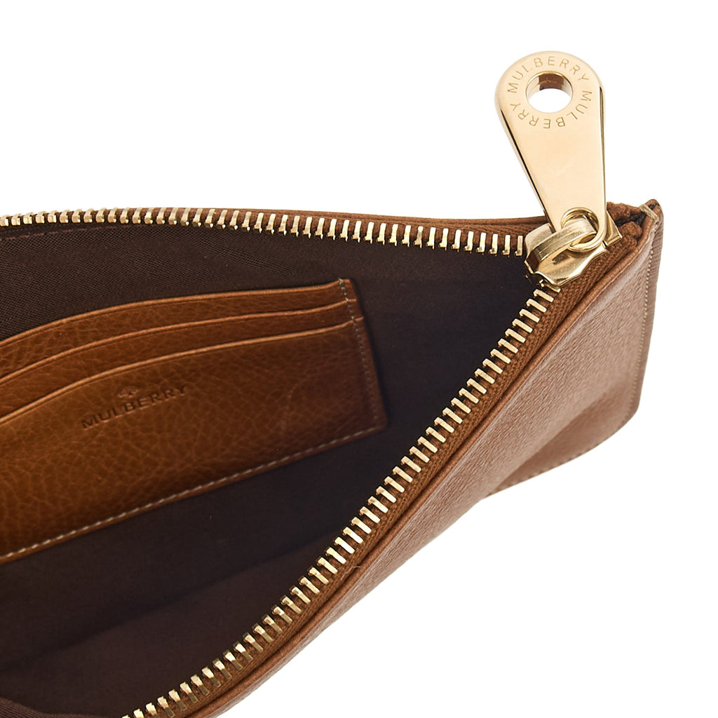 Mulberry Clutch Pouch in Oak, Calfskin Leather