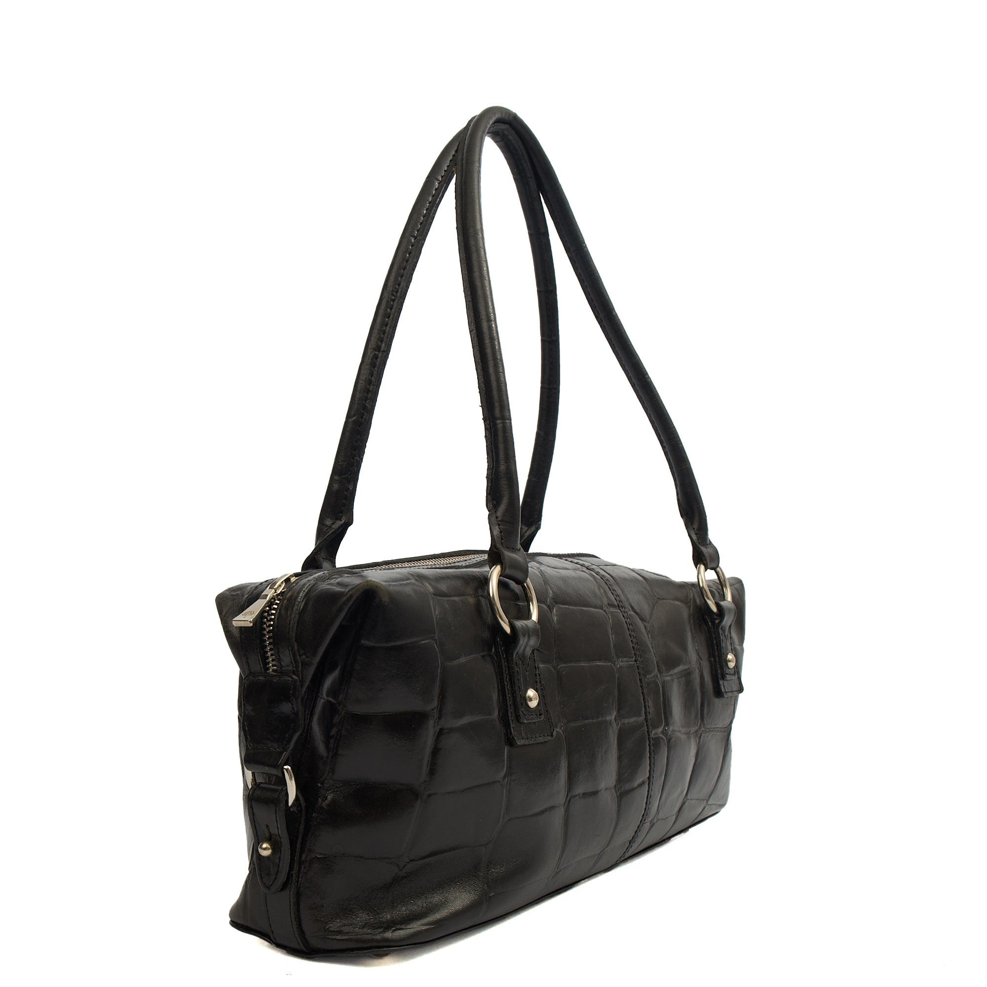 Mulberry Shoulder Bag Vintage Tote  in Black, Exotic Effect Leather