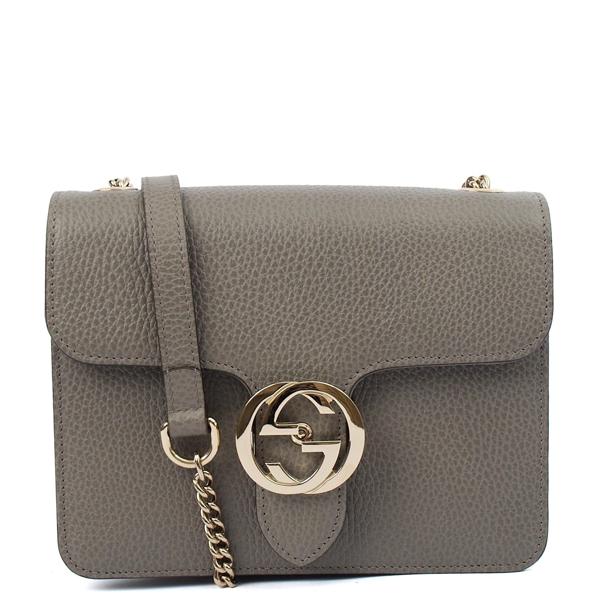 Gucci Cross Body Dollar Interlocking GG Bag - Small in Grey, Leather