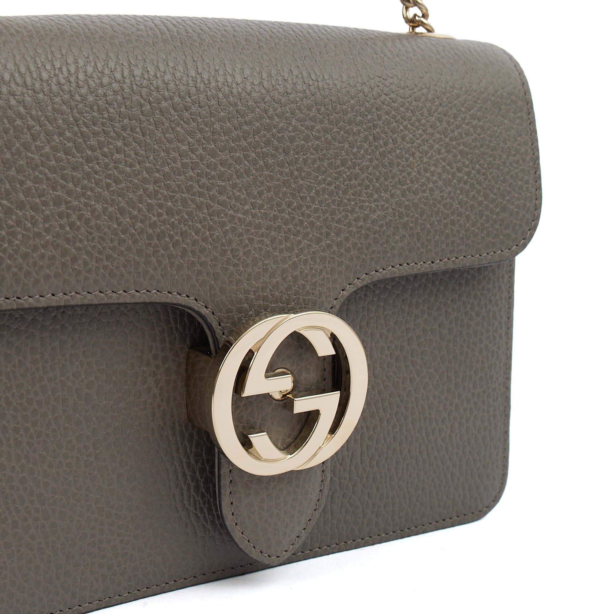 Gucci Cross Body Dollar Interlocking GG Bag - Small in Grey, Leather